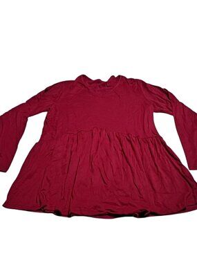 WellSize Long Sleeve Gathered Empire Waist Peplum Tunic Top Size Large